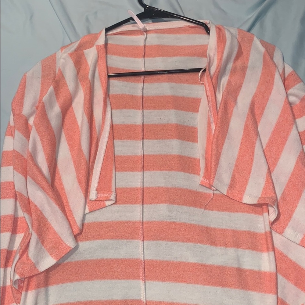 adorable pink and white striped cardigan